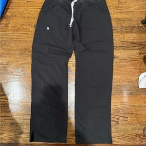Figs Black scrub pants with Gray Drawstring